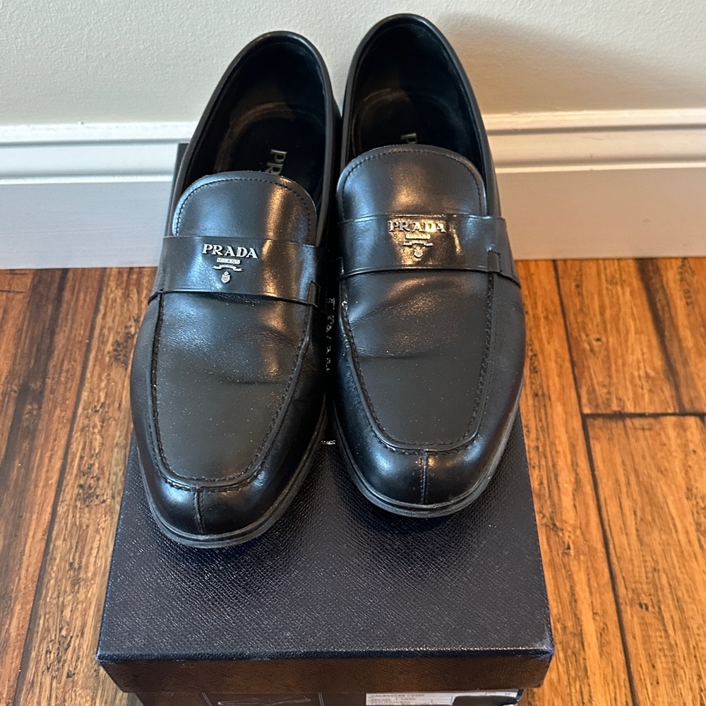 Prada Black Leather Penny Loafers - Picture 2 of 6
